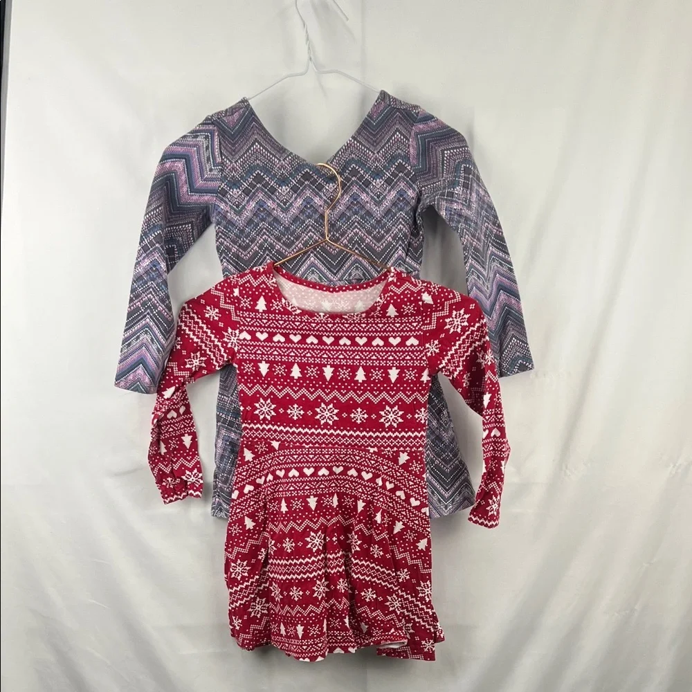 The Children’s Place - Girl’s Winter Dresses - Red, White Snowflakes - Small 5/6